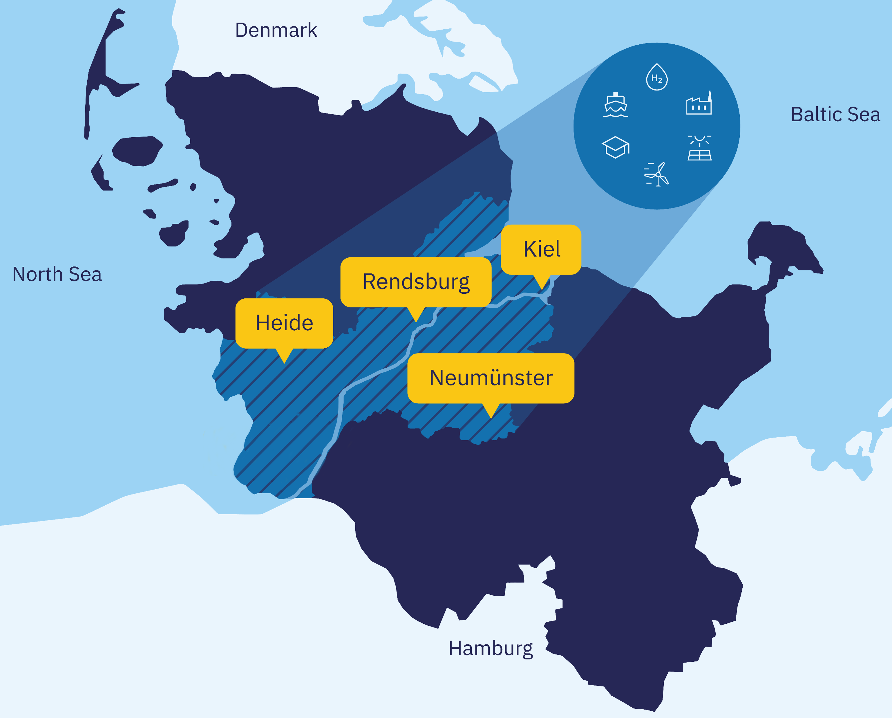Karte vom Projektgebiet des Clean Energy Valleys